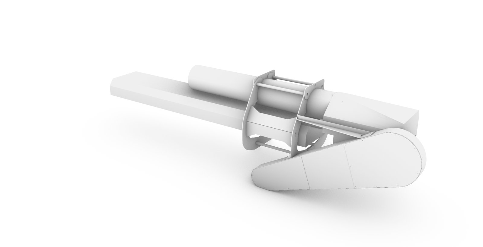 Shaded 3D view of the complete conveyor drive end assembly.