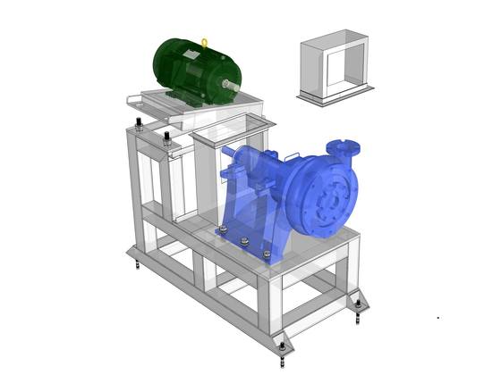 Exploded view of the pump stand showing each component clearing the frame.
